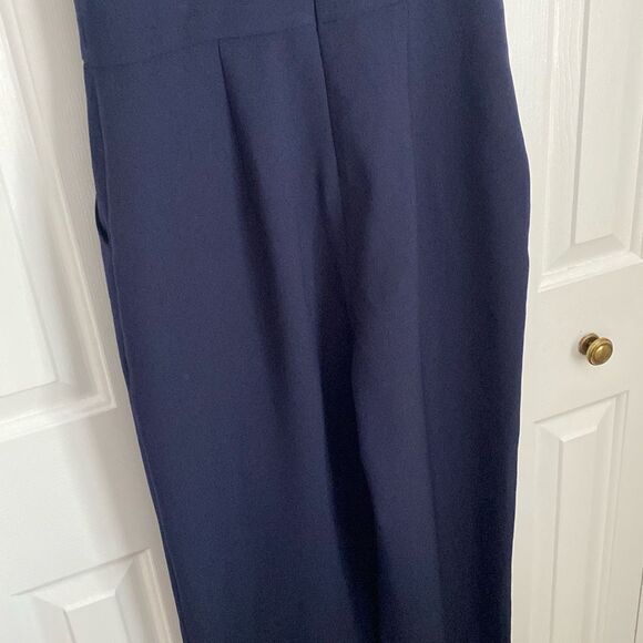 Eliza J Ruffled Sleeveless Jumpsuit V Neck Size‎ 6 Navy - Picture 8 of 9